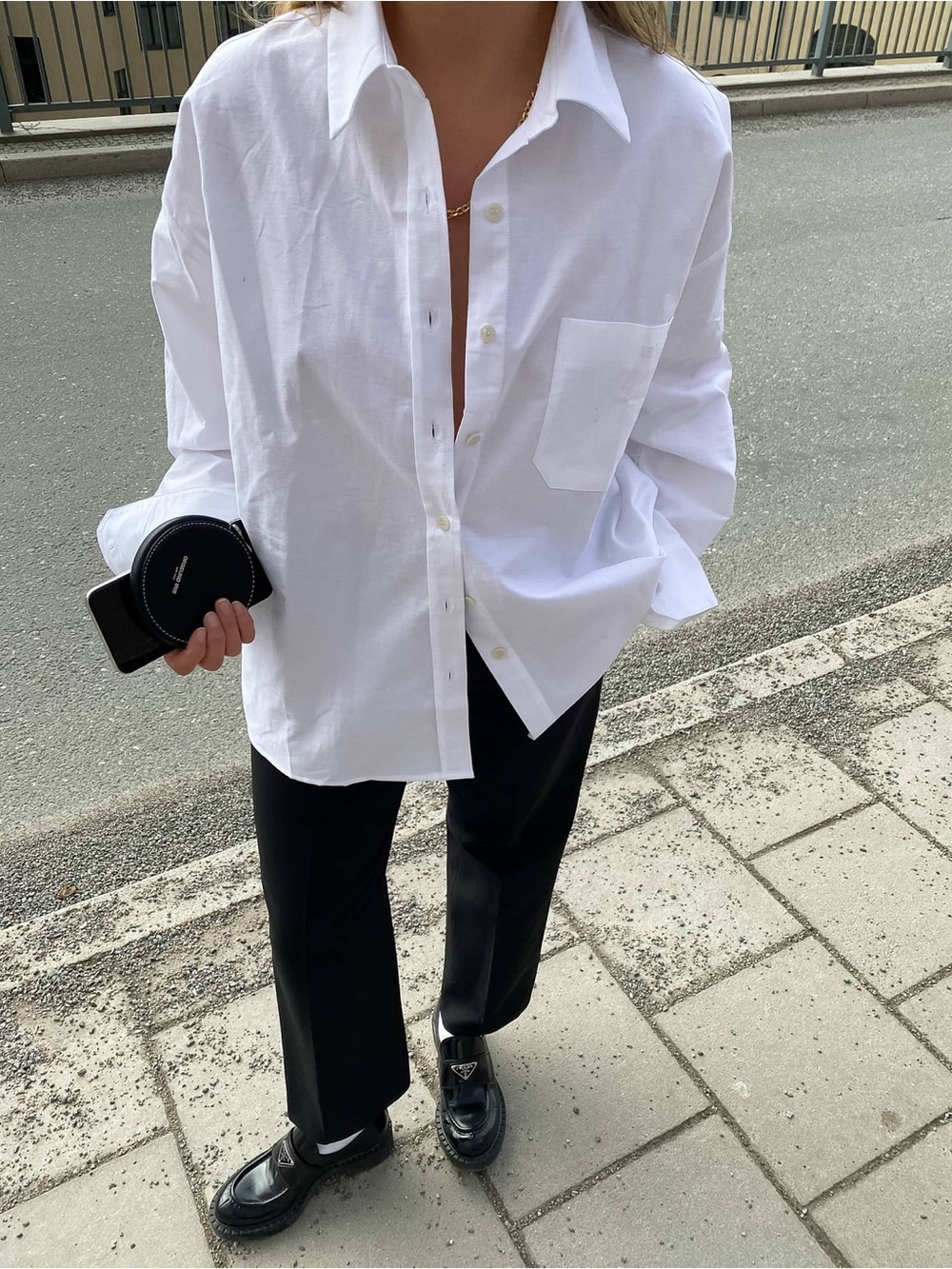 Djerf Avenue White Casual Button-Down Shirt